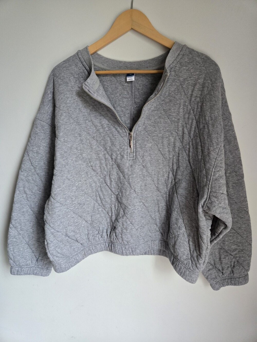 OLD NAVY Gray Half-Zip Quilted Women's Sweater